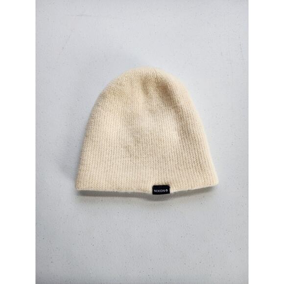 Nixon Hat Beanie One Size Cream 100% Merino Wool Knit Winter Warm Mens Casual - Picture 3 of 8